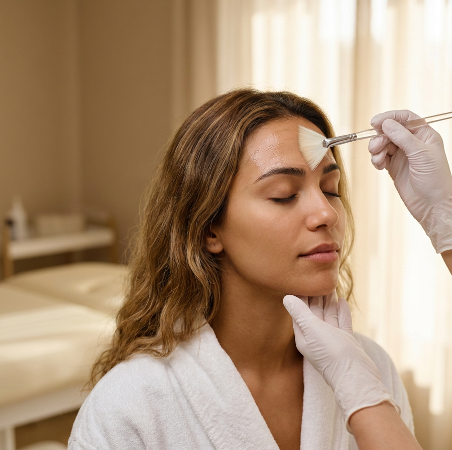 Jeune femme au teint lumineux après une séance de peeling visage en institut — vue 4