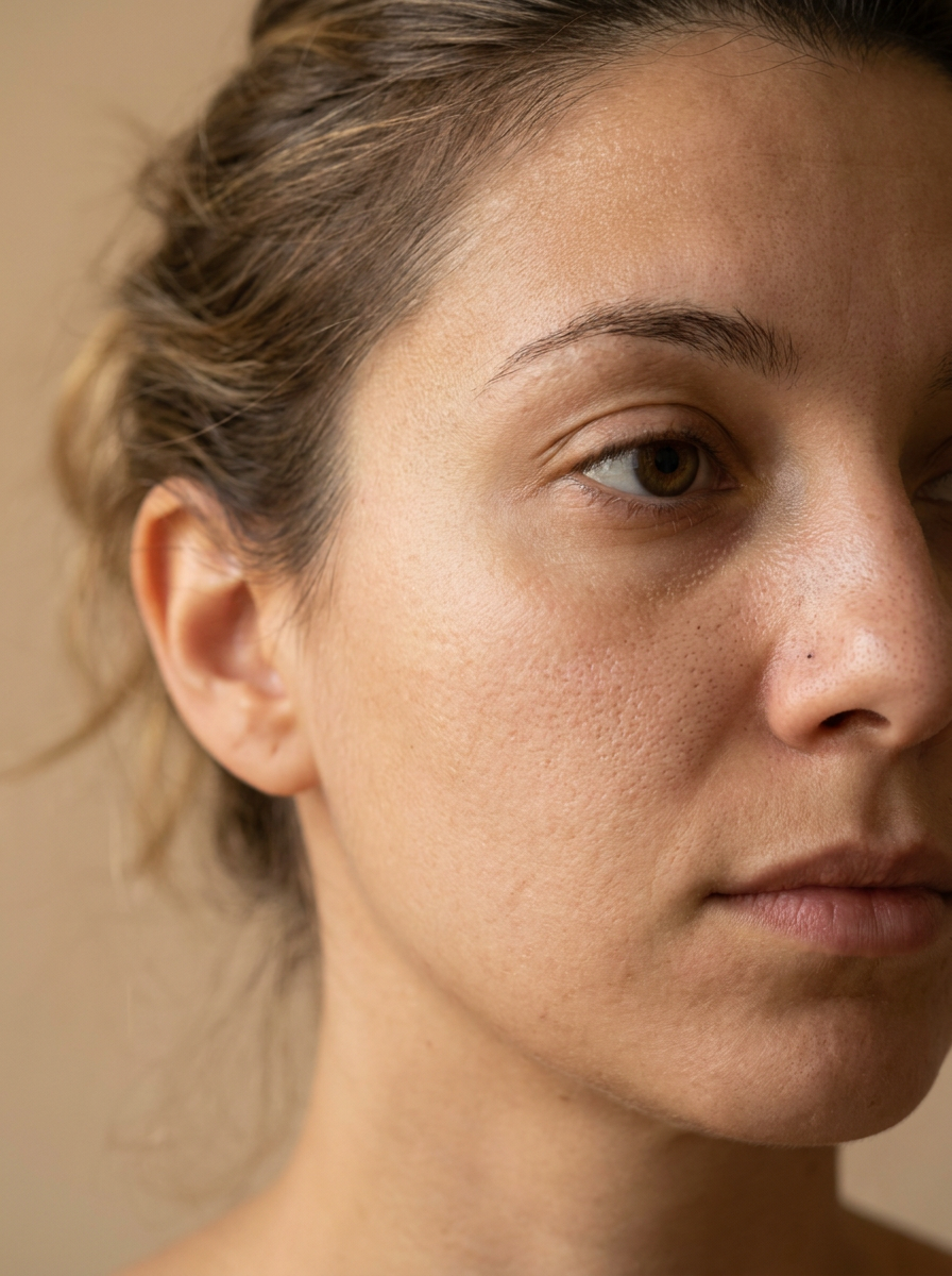 Jeune femme au teint lumineux et hydraté allongée sur la table de soin, lumière douce d'institut — vue 2