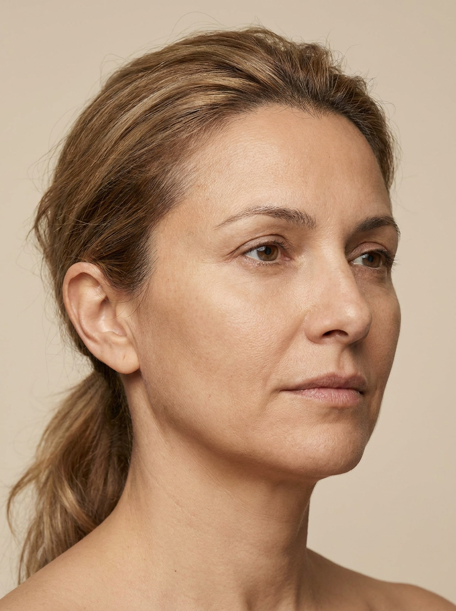 Femme allongée en cabine recevant un soin de radiofréquence visage avec applicateur glissé sur la joue — vue 2