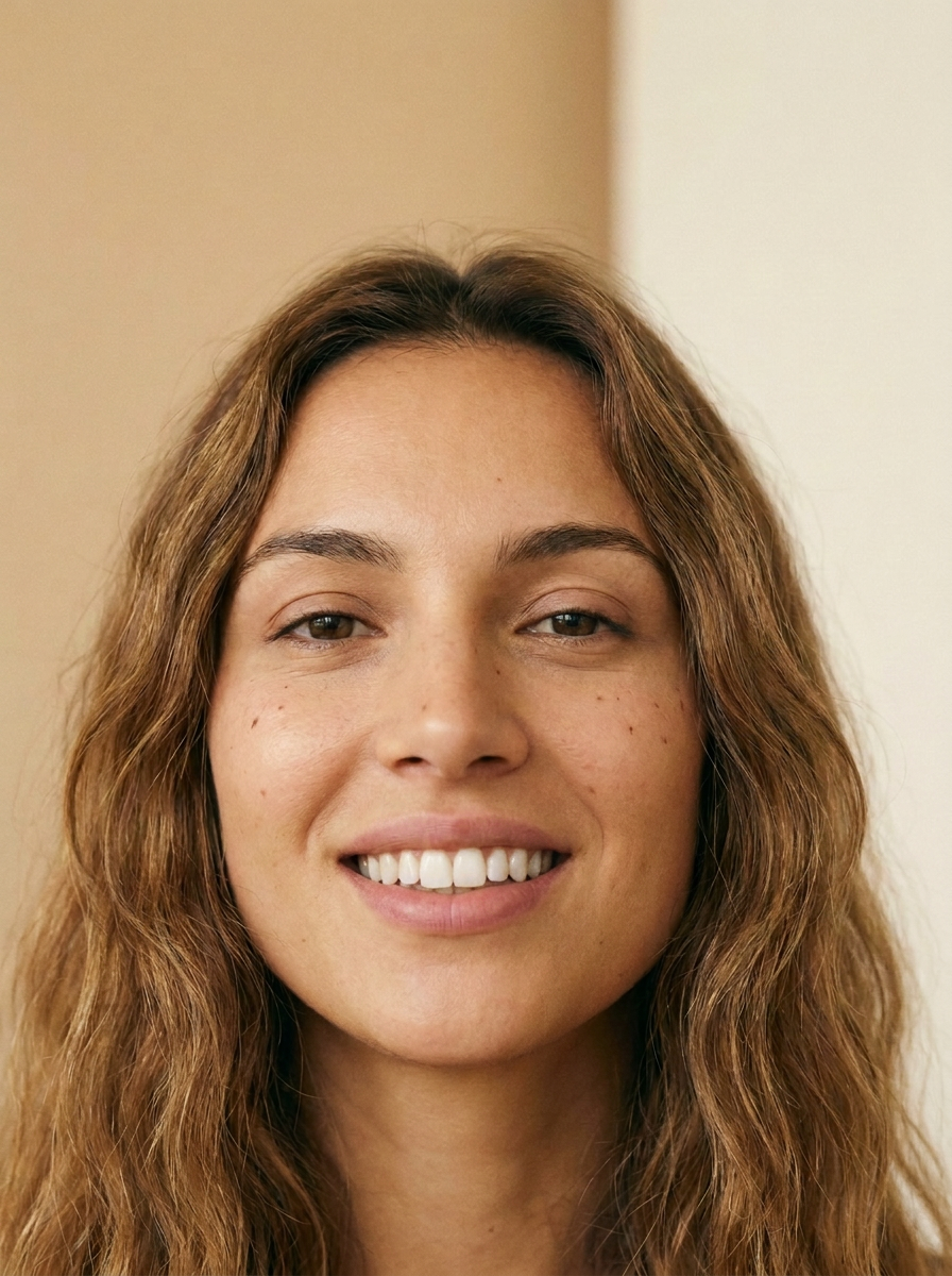 Jeune femme souriante en institut, dents nettes et éclaircies après une séance de blanchiment dentaire LED — vue 3