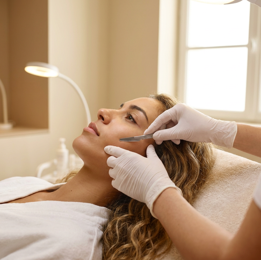 Jeune femme au teint lumineux après une séance de dermaplaning en institut — vue 4